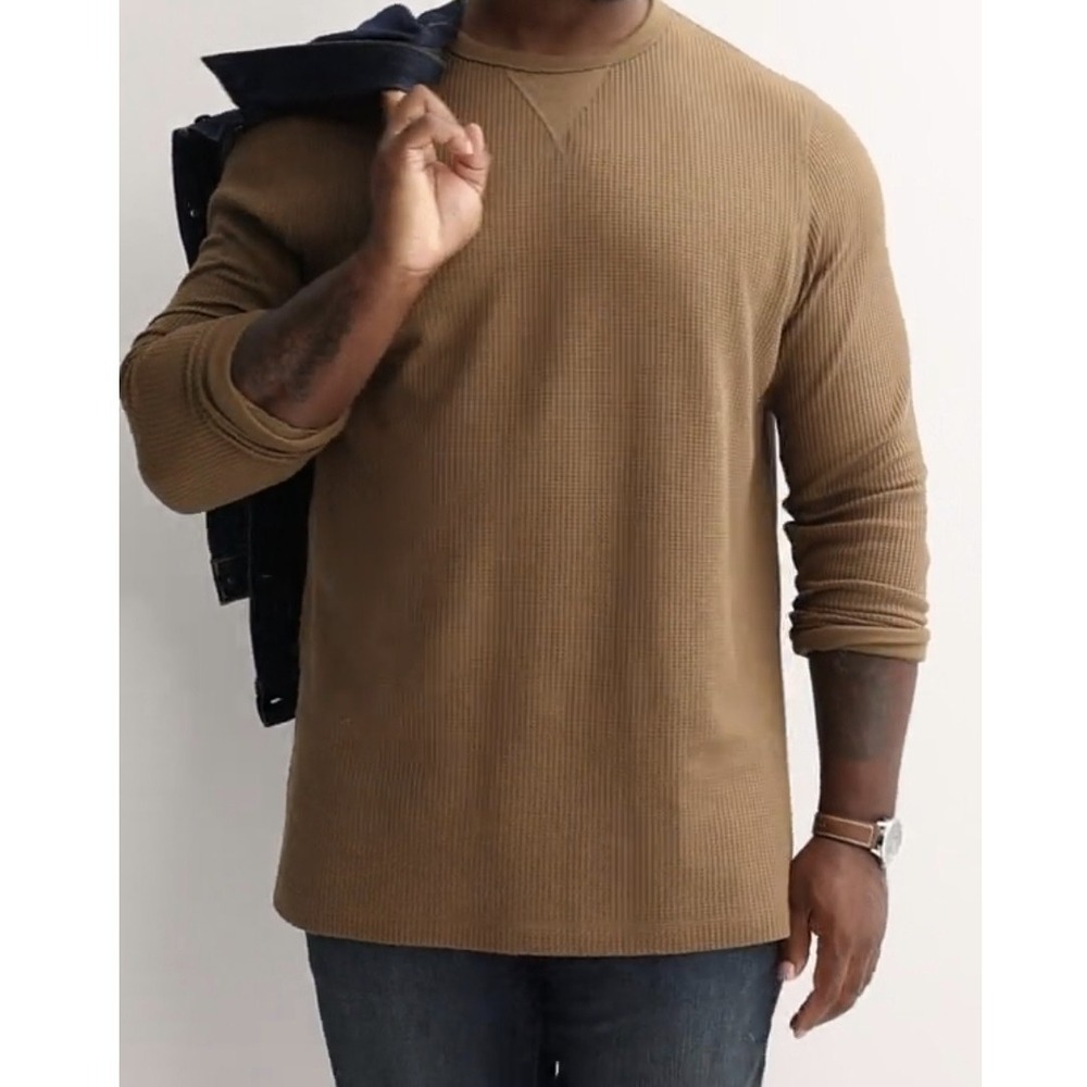 Sonoma Men Thermal Cabin Waffle Tee Long Sleeve Brown Big & Tall 4XB MS53K510XS